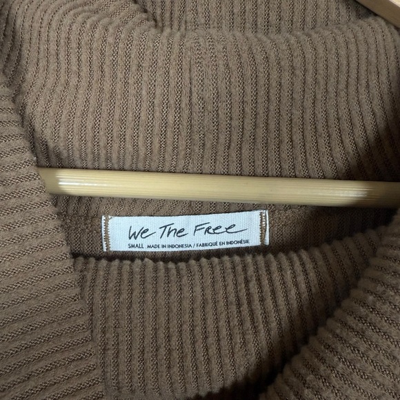 Free People Juicy Light Brown Ribbed Knit Cowl Neck Sweater Camel Small - Picture 11 of 15